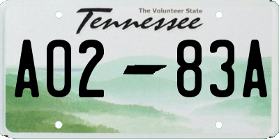 TN license plate A0283A