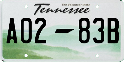 TN license plate A0283B