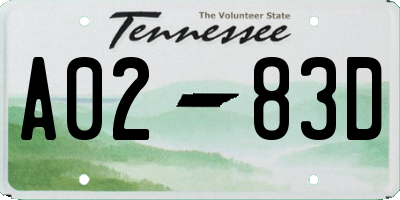 TN license plate A0283D