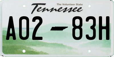 TN license plate A0283H