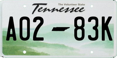 TN license plate A0283K