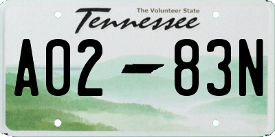 TN license plate A0283N