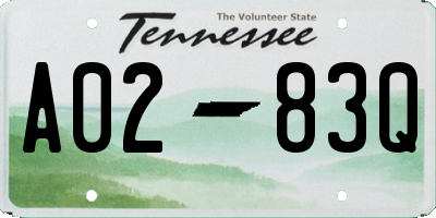 TN license plate A0283Q