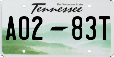 TN license plate A0283T