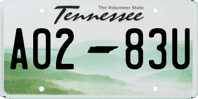 TN license plate A0283U