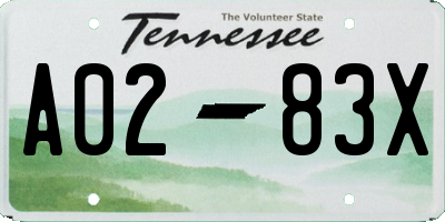 TN license plate A0283X