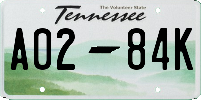 TN license plate A0284K