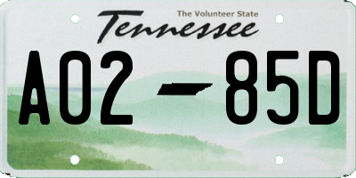 TN license plate A0285D