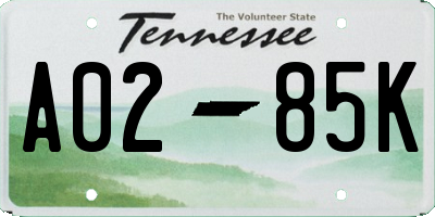 TN license plate A0285K