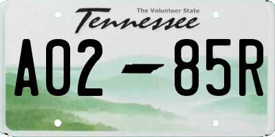 TN license plate A0285R