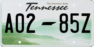 TN license plate A0285Z