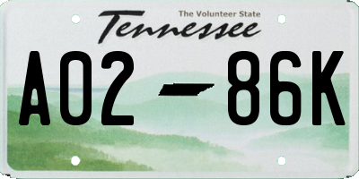 TN license plate A0286K