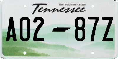 TN license plate A0287Z