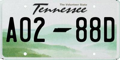 TN license plate A0288D