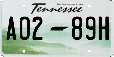 TN license plate A0289H