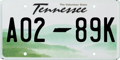 TN license plate A0289K