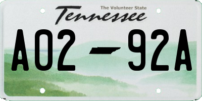 TN license plate A0292A