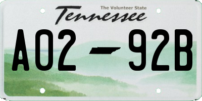 TN license plate A0292B