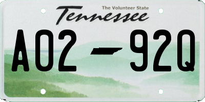 TN license plate A0292Q