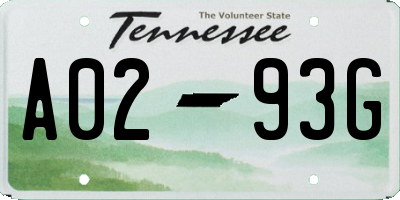 TN license plate A0293G