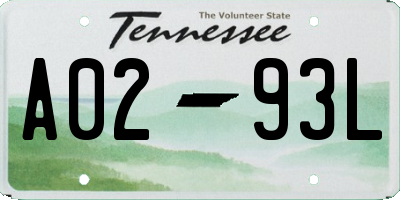 TN license plate A0293L