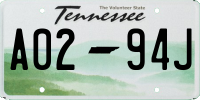 TN license plate A0294J