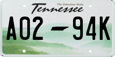 TN license plate A0294K