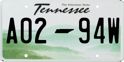 TN license plate A0294W