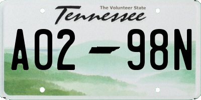 TN license plate A0298N