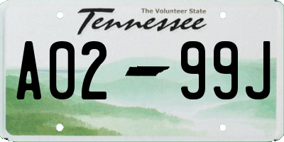 TN license plate A0299J