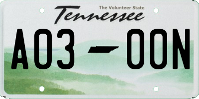 TN license plate A0300N