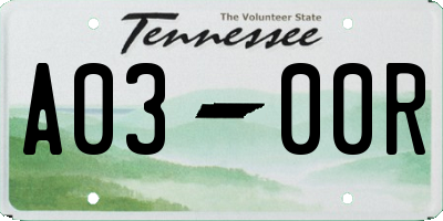 TN license plate A0300R