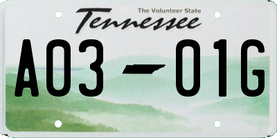 TN license plate A0301G