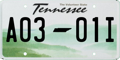 TN license plate A0301I