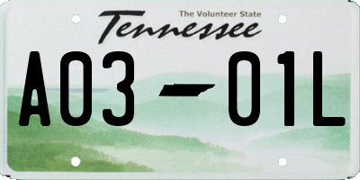 TN license plate A0301L