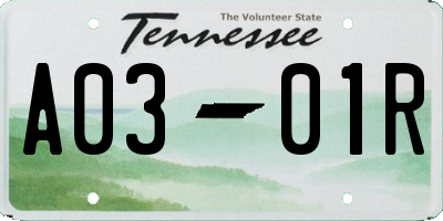 TN license plate A0301R