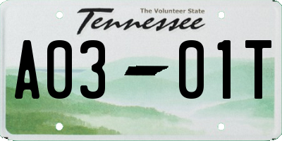 TN license plate A0301T