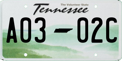 TN license plate A0302C