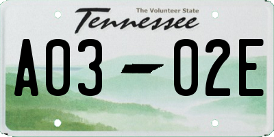 TN license plate A0302E