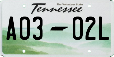 TN license plate A0302L