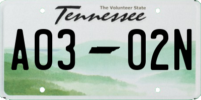 TN license plate A0302N