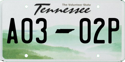 TN license plate A0302P