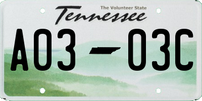 TN license plate A0303C