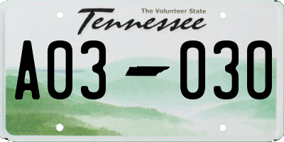 TN license plate A0303O