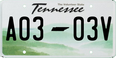 TN license plate A0303V