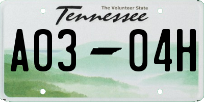 TN license plate A0304H