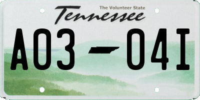 TN license plate A0304I