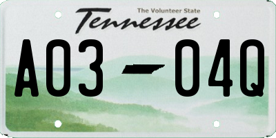 TN license plate A0304Q