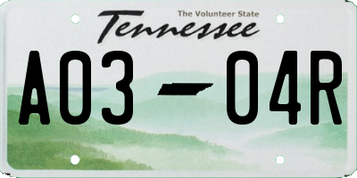 TN license plate A0304R