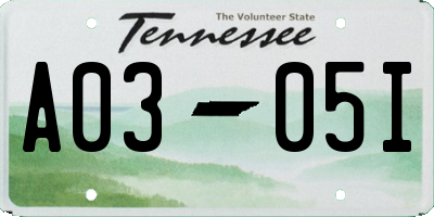 TN license plate A0305I